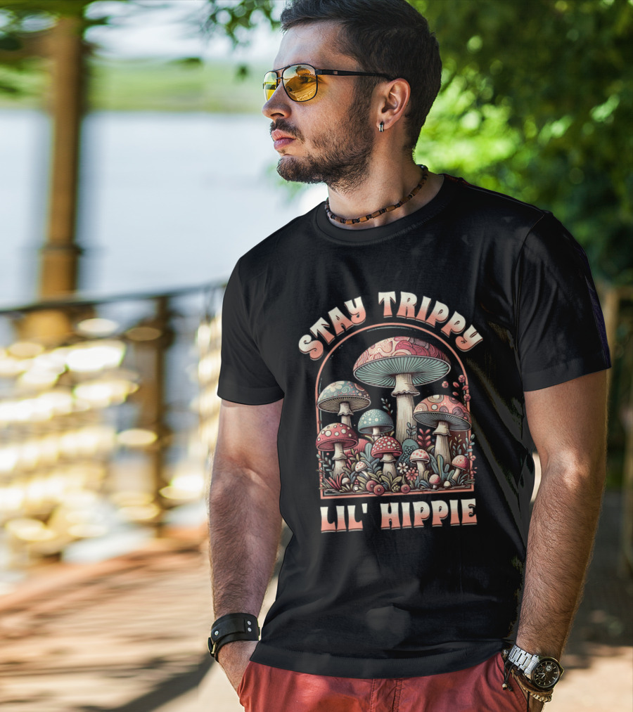 Stay Trippy Lil' Hippie Boho Groovy Mushroom T-Shirt