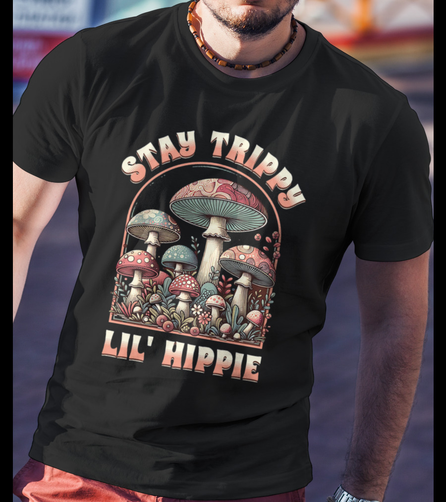 Stay Trippy Lil' Hippie Boho Groovy Mushroom T-Shirt