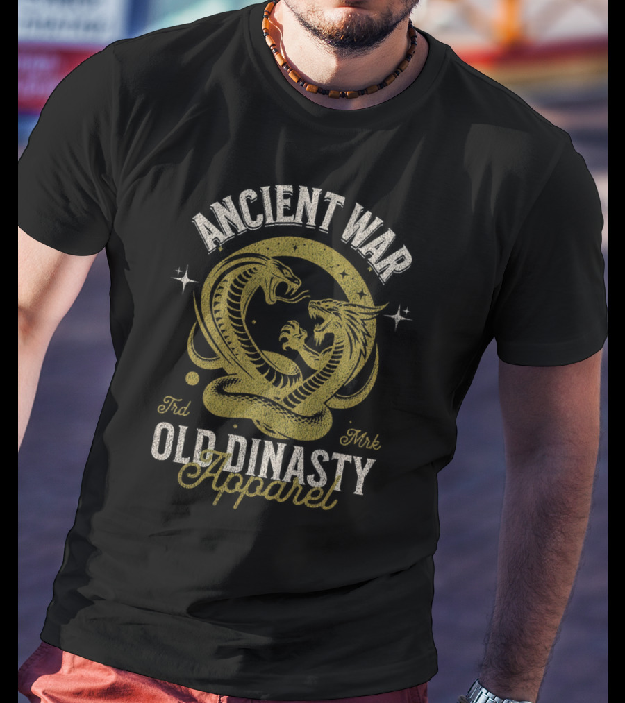 Ancient War Old Dinasty Apparel Dragon And Snake Fighting T-Shirt