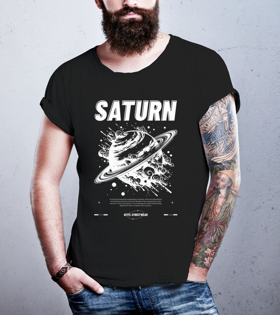Saturn Kittl Streetwear Y2K Retro Planetary T-Shirt