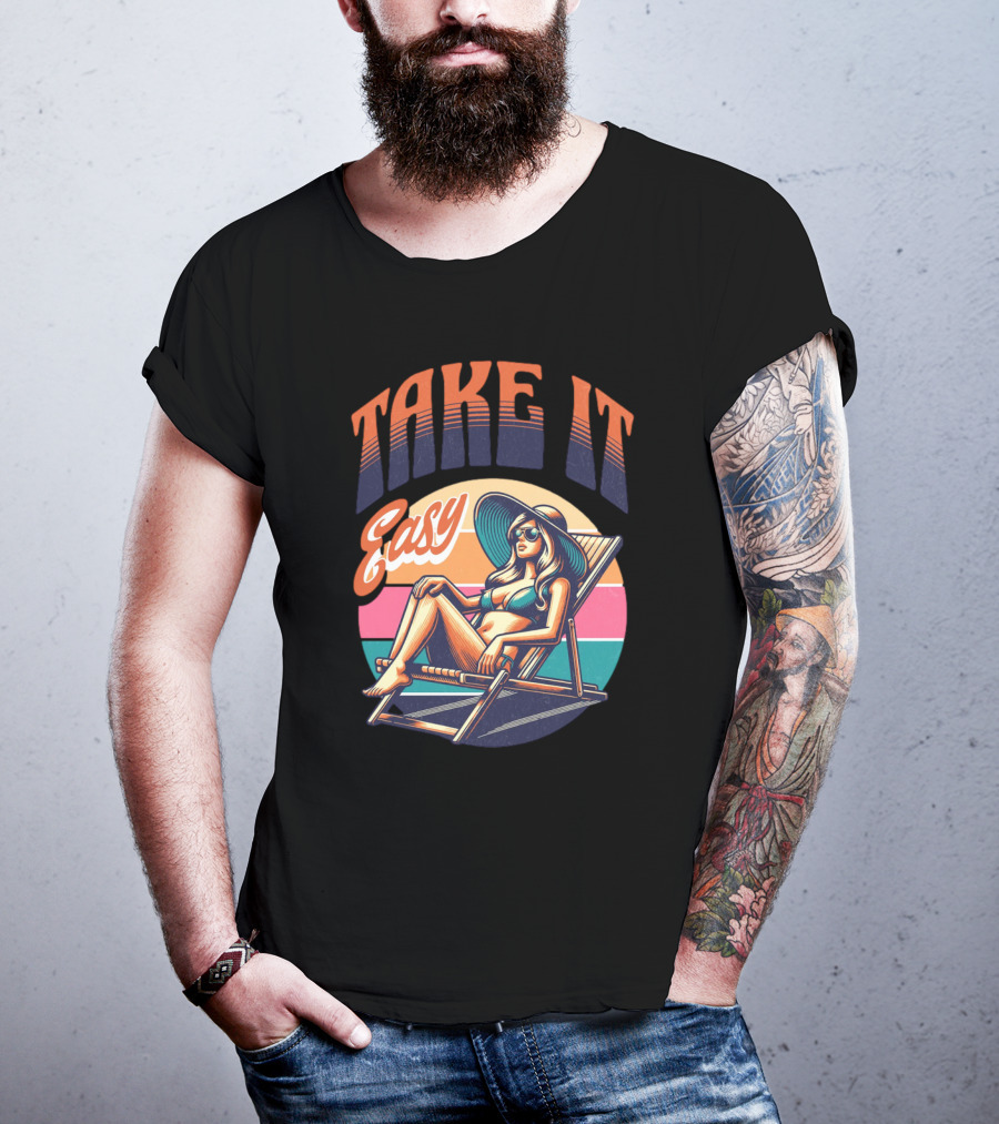 Take It Easy Summer Beach Retro Sunbathing Vibes T-Shirt