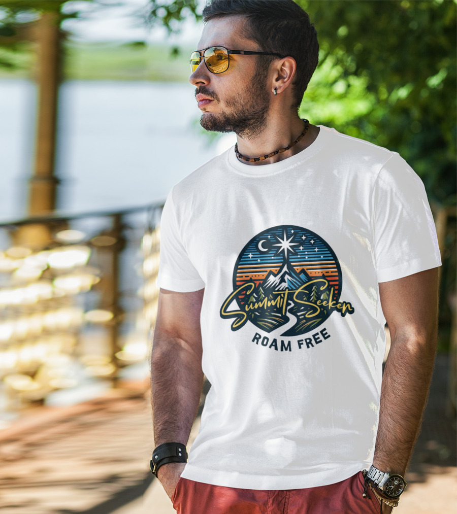 Summit Seeker Roam Free Mountain Adventure Night Sky T-Shirt