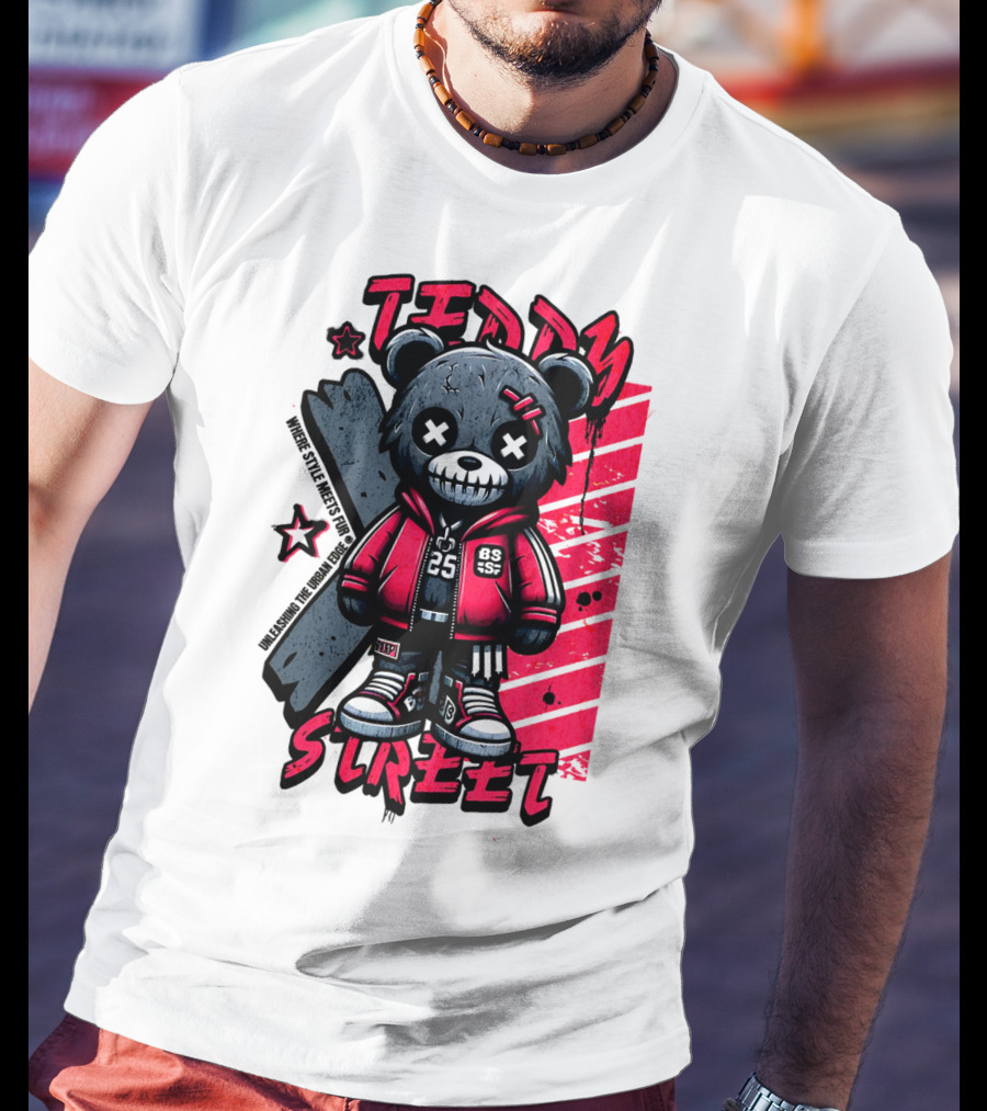 Teddy Street 85 Haunted Teddy Bea With Grunge Style Elements T-Shirt