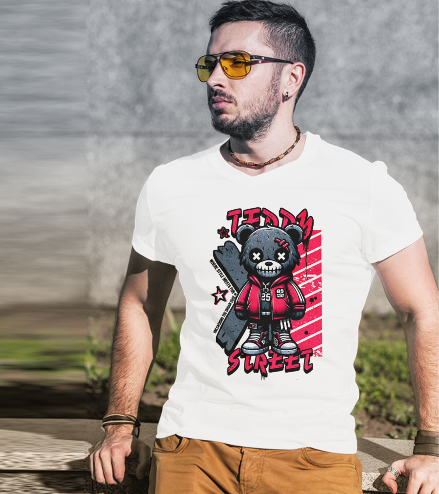 Teddy Street 85 Haunted Teddy Bea With Grunge Style Elements T-Shirt