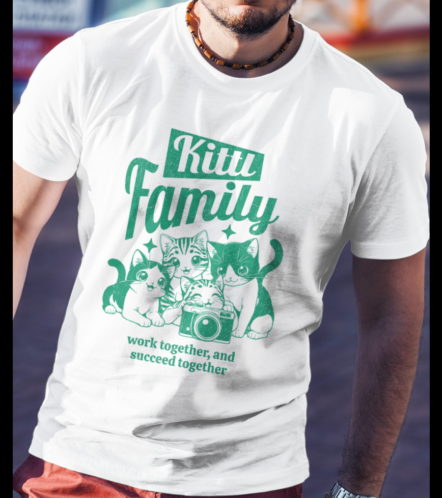 Kittl Family Work Together And Succeed Together Cats With Camera T-Shirt