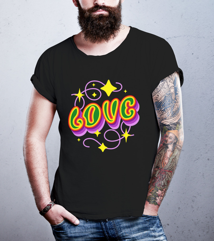 LOVE Stars And Swirls 70's T-Shirt
