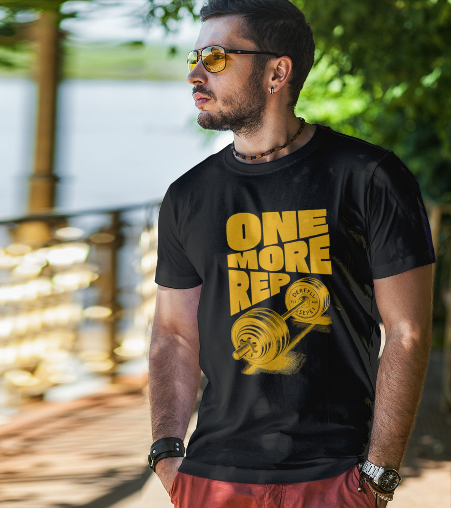 ONE MORE REP 552 DERFFIL SEPEL Barbell Motivation T-Shirt