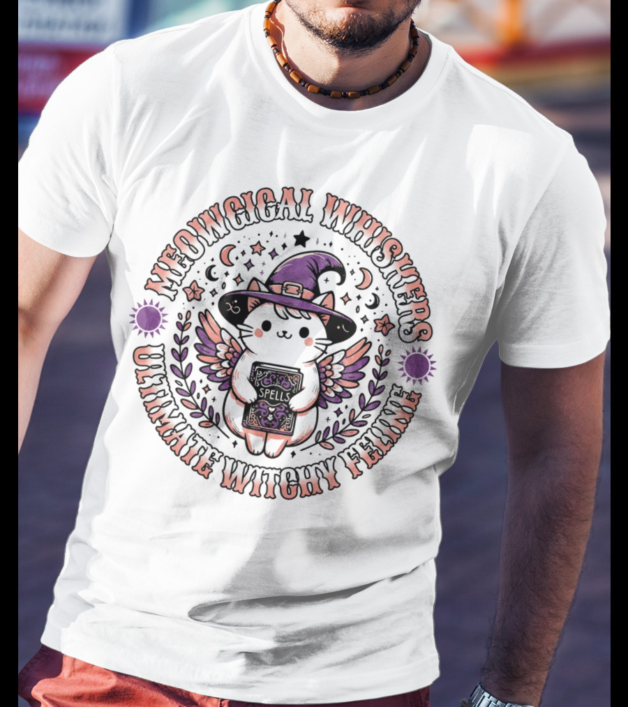 Meowgical Whiskers Ultimate Witchy Feline Spells Cute Halloween Cat T-Shirt
