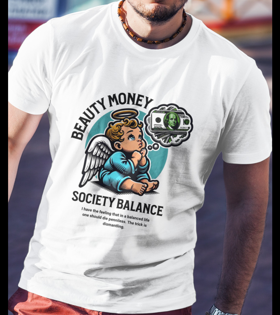 BEAUTY MONEY SOCIETY BALANCE Angel Dreaming Dollar Halo T-Shirt