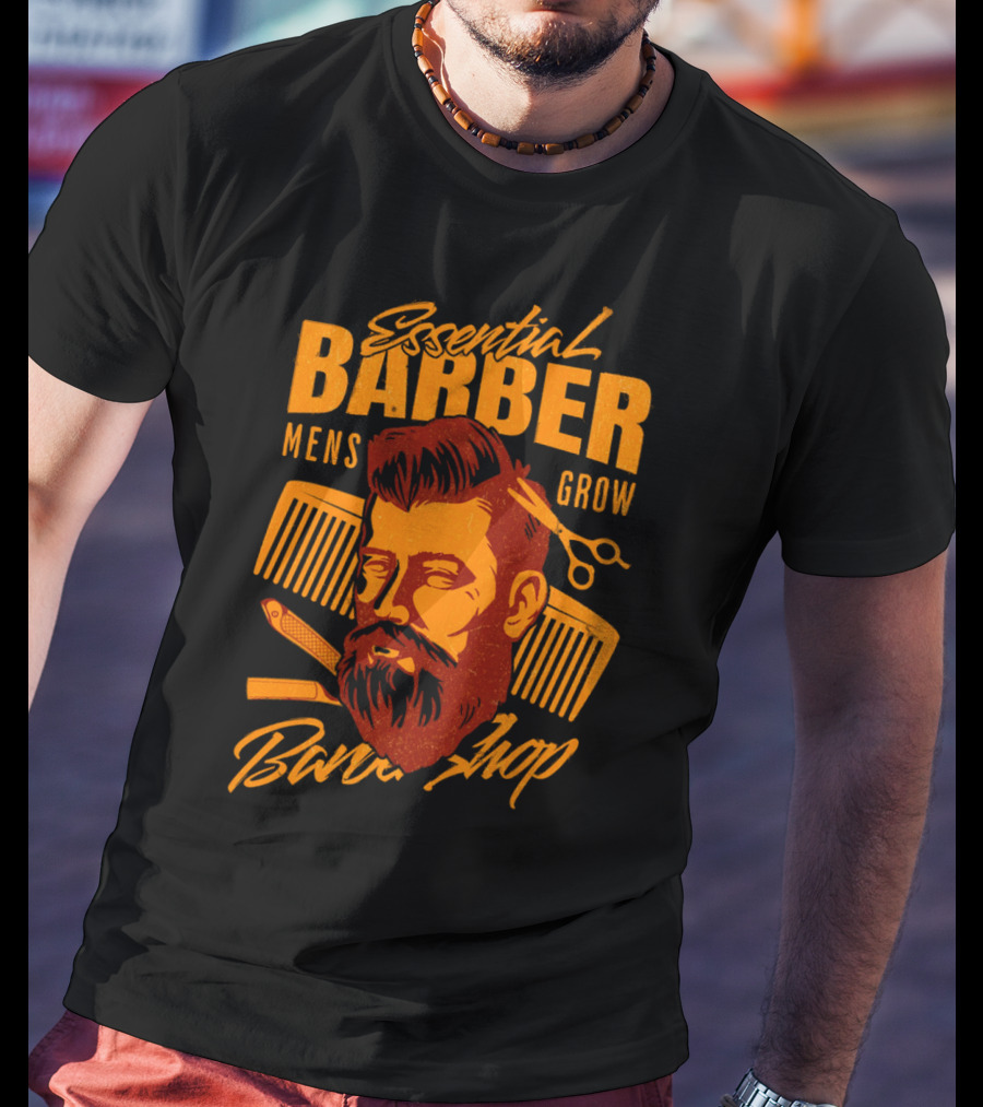 Essential Barber Mens Grow Barber Shop T-Shirt