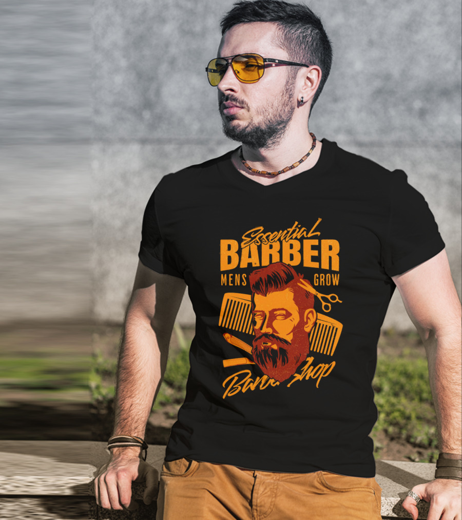 Essential Barber Mens Grow Barber Shop T-Shirt