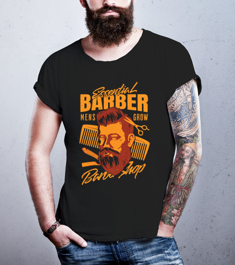 Essential Barber Mens Grow Barber Shop T-Shirt