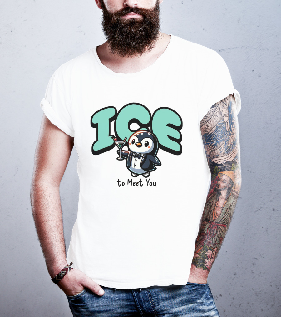 ICE To Meet You Penguin Martini Charm T-Shirt