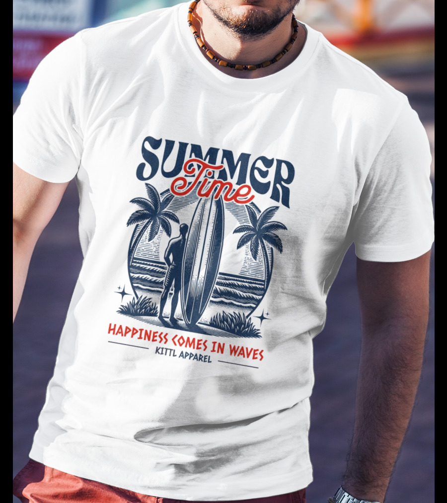 Summer Time Happiness Comes In Waves Kittl T-Shirt
