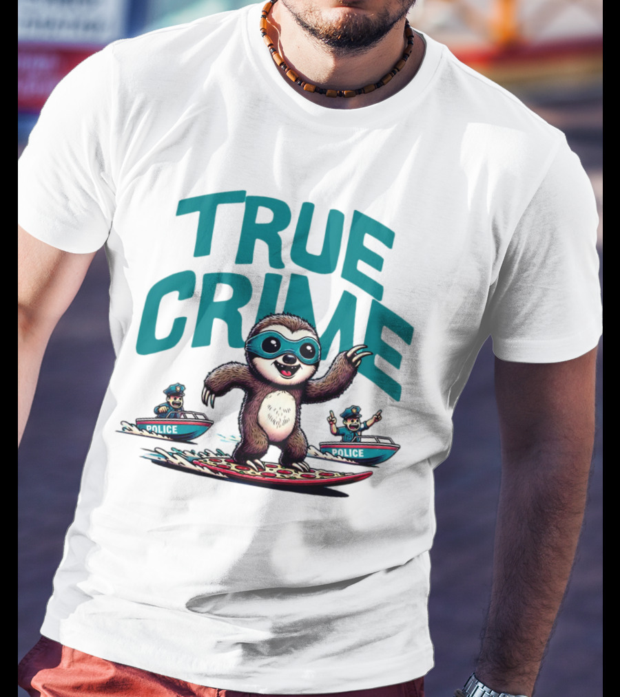 True Crime Sloth Surfing Police Chase T-Shirt