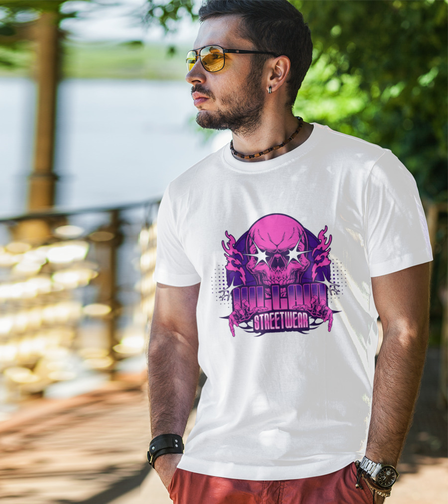 Villain Streetwear Skull Flames Urban Gothic Aesthetic T-Shirt