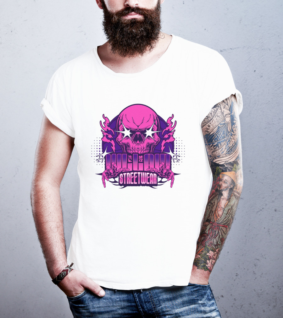 Villain Streetwear Skull Flames Urban Gothic Aesthetic T-Shirt