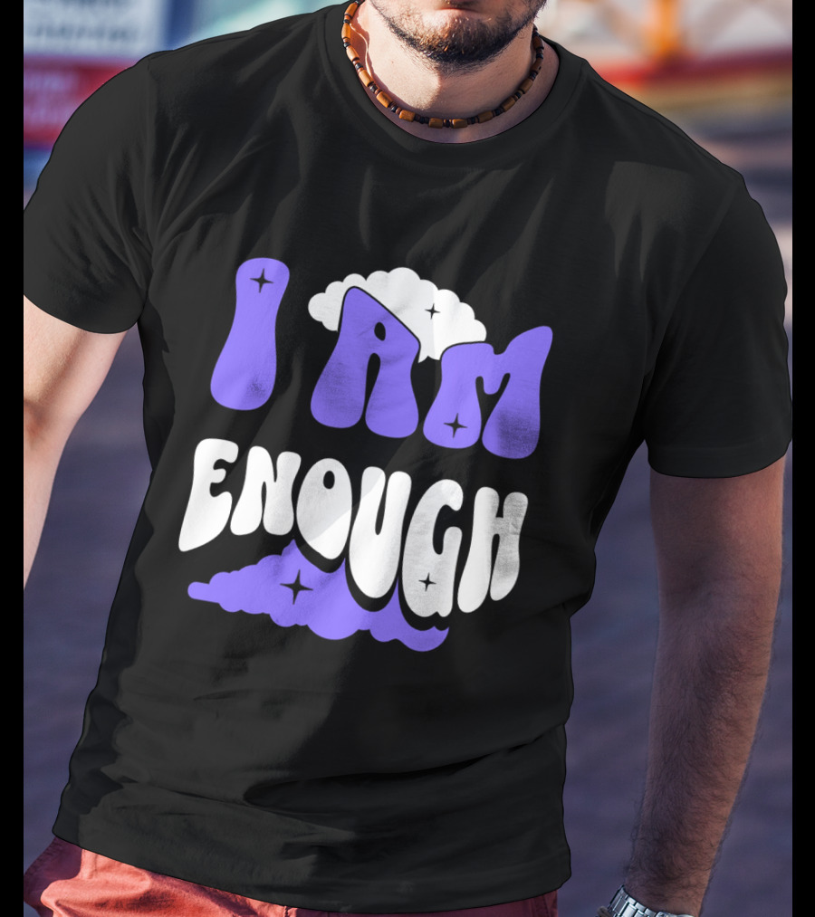 I Am Enough Groovy Cloud And Stars T-Shirt