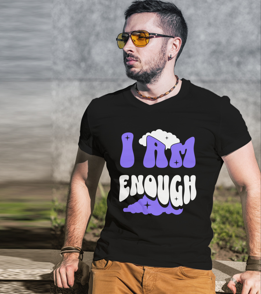 I Am Enough Groovy Cloud And Stars T-Shirt