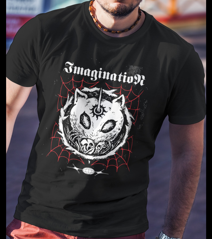 Imagination Fantasy Beast With Unicorn Horn And Spider Webs T-Shirt