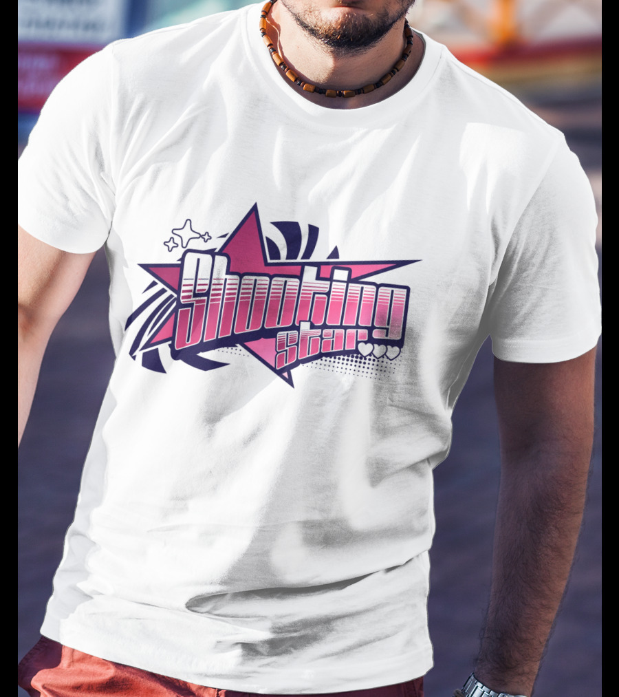 Shooting Star Pink Purple Stylized Text With Starburst Graphics T-Shirt