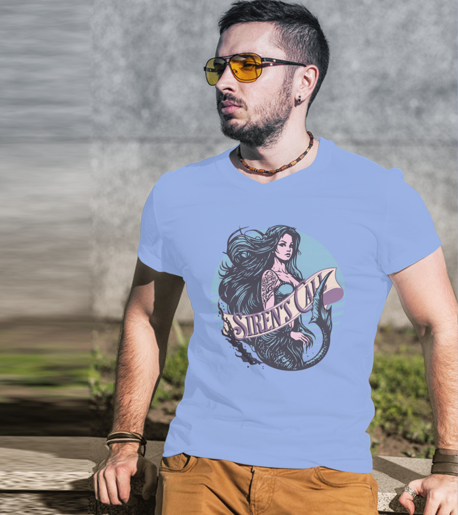 Siren's Call Mermaid Tattoo Ocean Waves T-Shirt