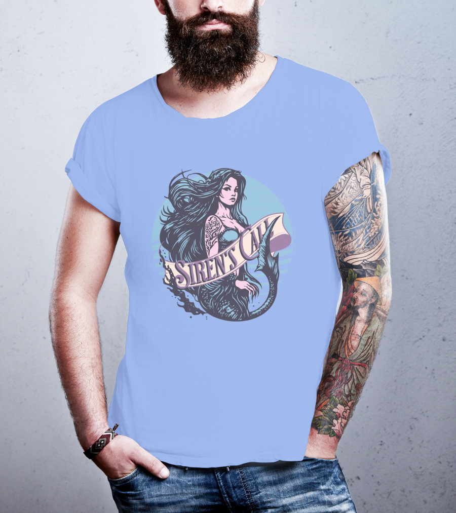 Siren's Call Mermaid Tattoo Ocean Waves T-Shirt