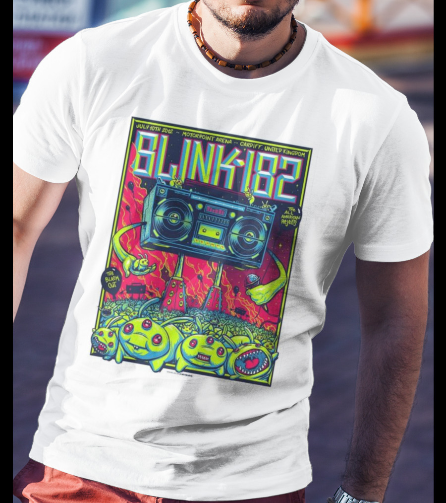 Blink-182 July 10th 2012 Motorpoint Arena Cardiff United Kingdom Boombox Alien Creature T-Shirt