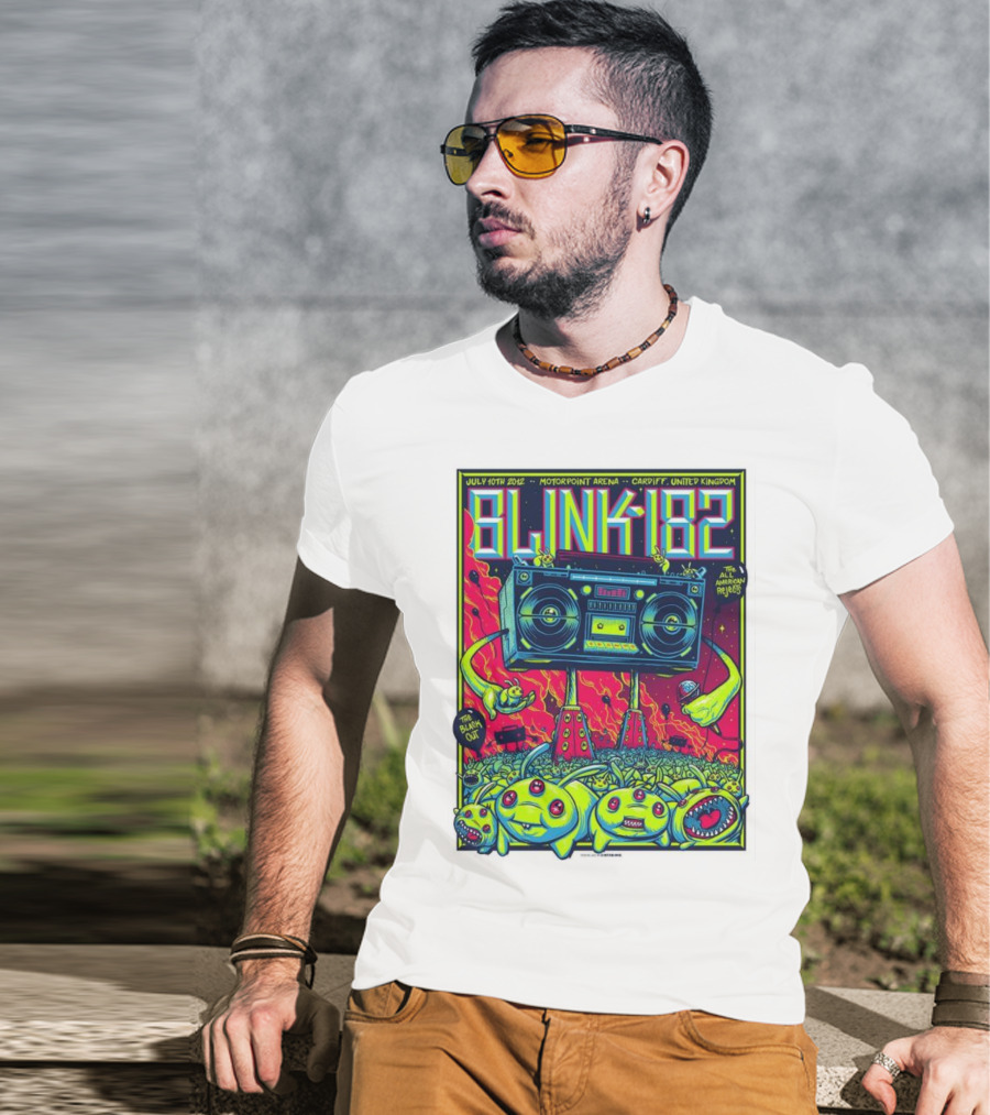 Blink-182 July 10th 2012 Motorpoint Arena Cardiff United Kingdom Boombox Alien Creature T-Shirt