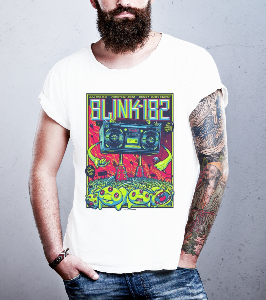 Blink-182 July 10th 2012 Motorpoint Arena Cardiff United Kingdom Boombox Alien Creature T-Shirt