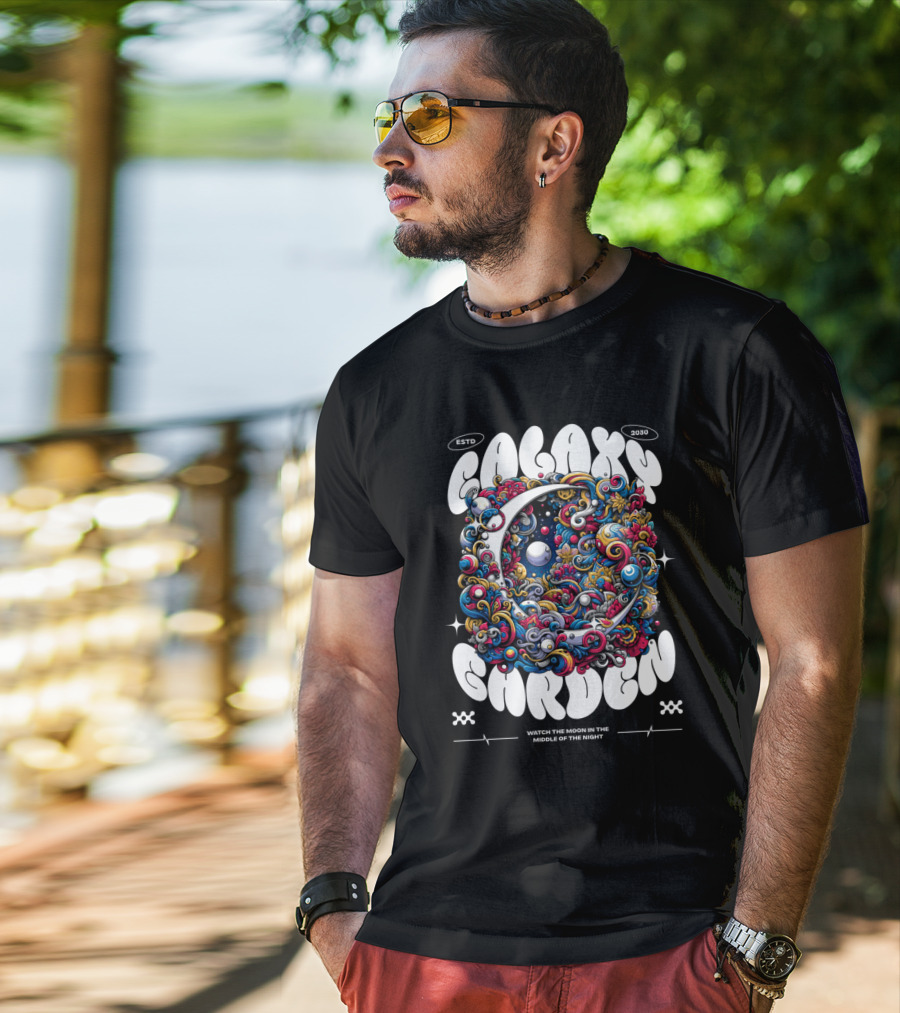 GALAXY GARDEN WATCH THE MOON IN THE MIDDLE OF THE NIGHT ESTD 2030 T-Shirt