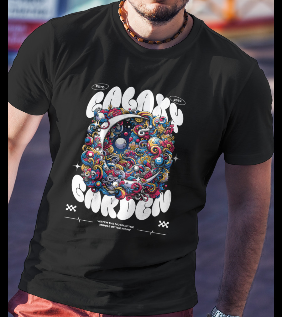 GALAXY GARDEN WATCH THE MOON IN THE MIDDLE OF THE NIGHT ESTD 2030 T-Shirt