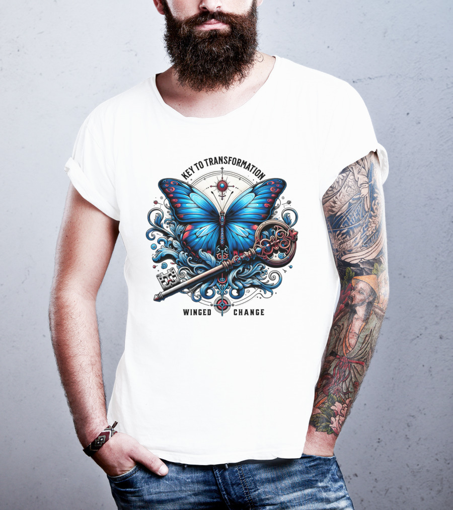 Key To Transformation Winged Change Butterfly And Key T-Shirt