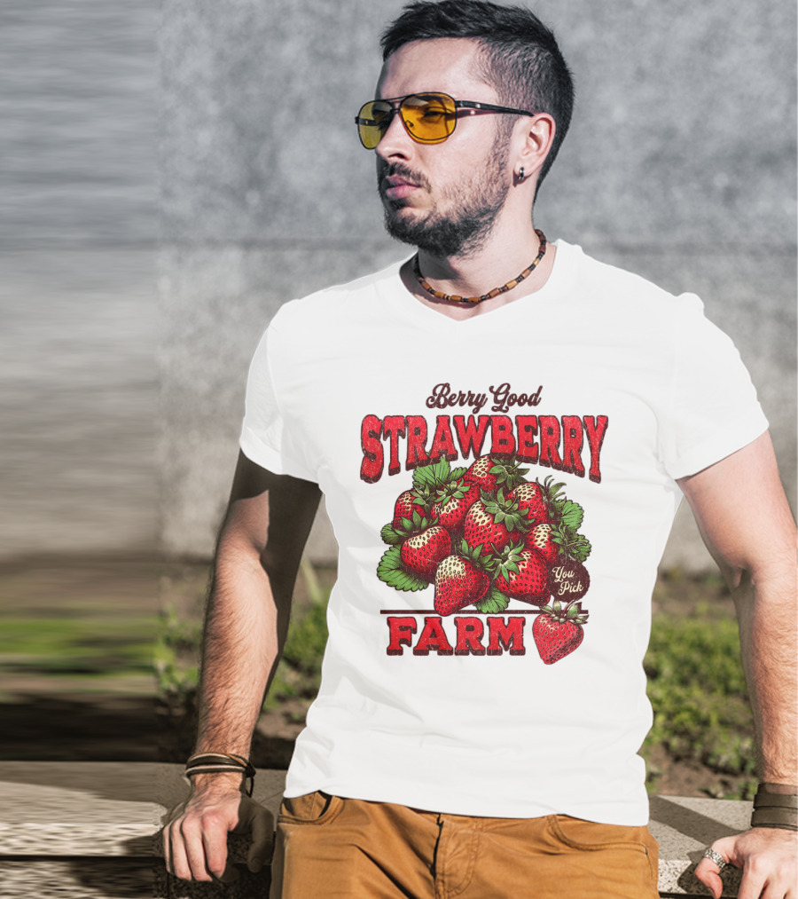 Berry Good Strawberry Farm You Pick Produce Vintage T-Shirt