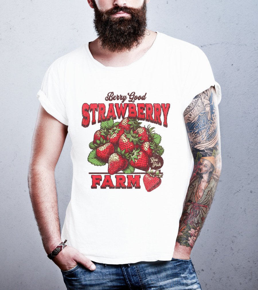 Berry Good Strawberry Farm You Pick Produce Vintage T-Shirt