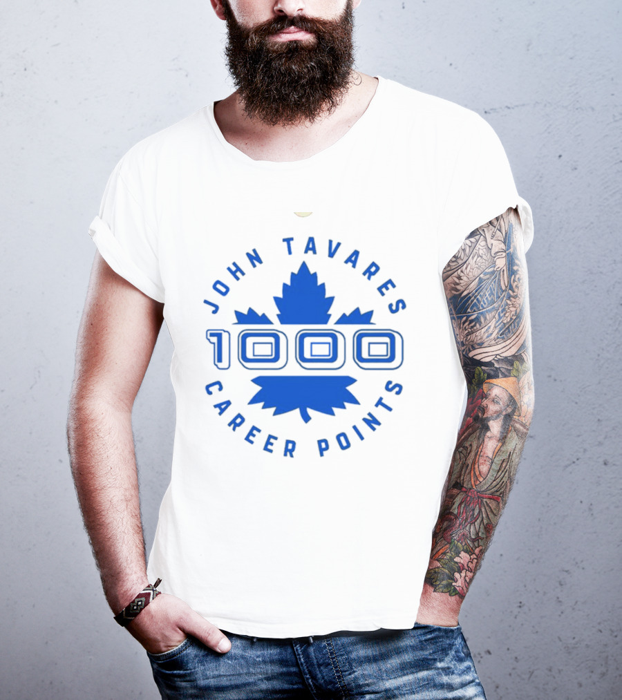 John Tavares 1000 Career Points Maple Leaf Achievement T-Shirt