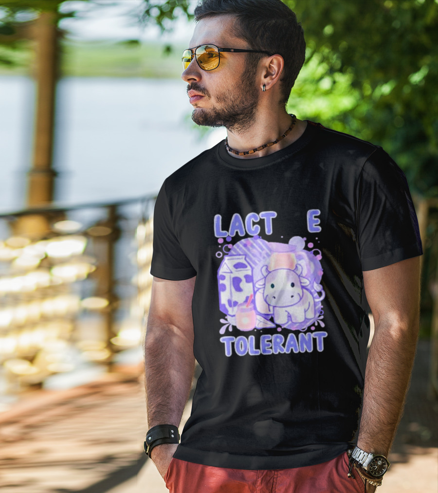 Lactose Intolerant Funny Milk Cow Cartoon T-Shirt