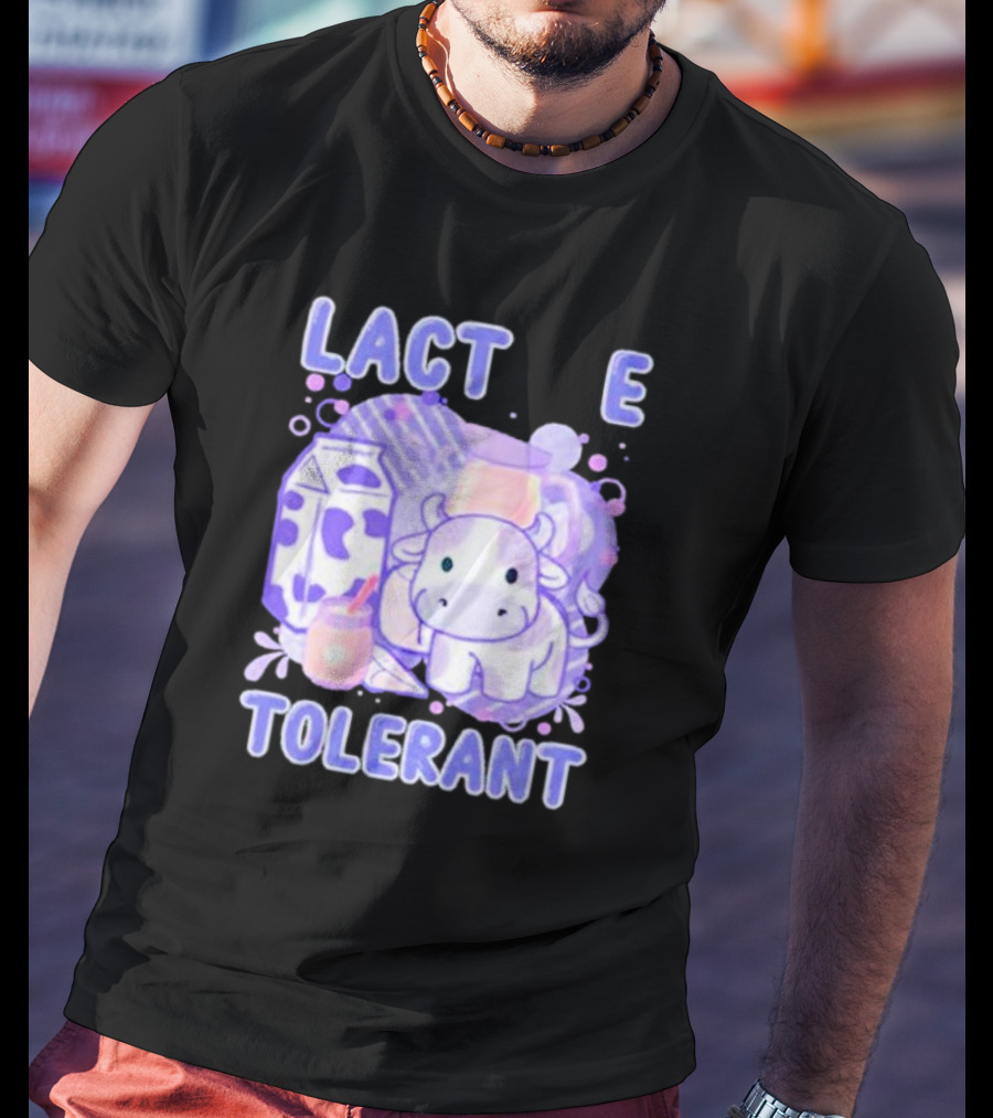 Lactose Intolerant Funny Milk Cow Cartoon T-Shirt
