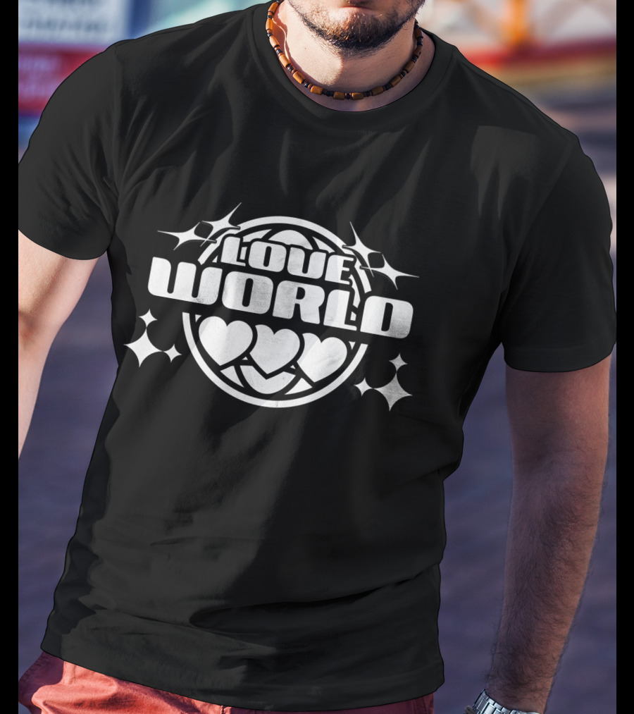 LOVE WORLD Hearts Globe Sparkles T-Shirt