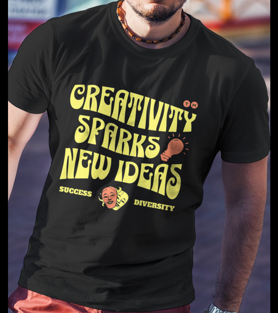 Creativity Sparks New Ideas Success Diversity Lightbulb Icon Comedy Tragedy Masks T-Shirt