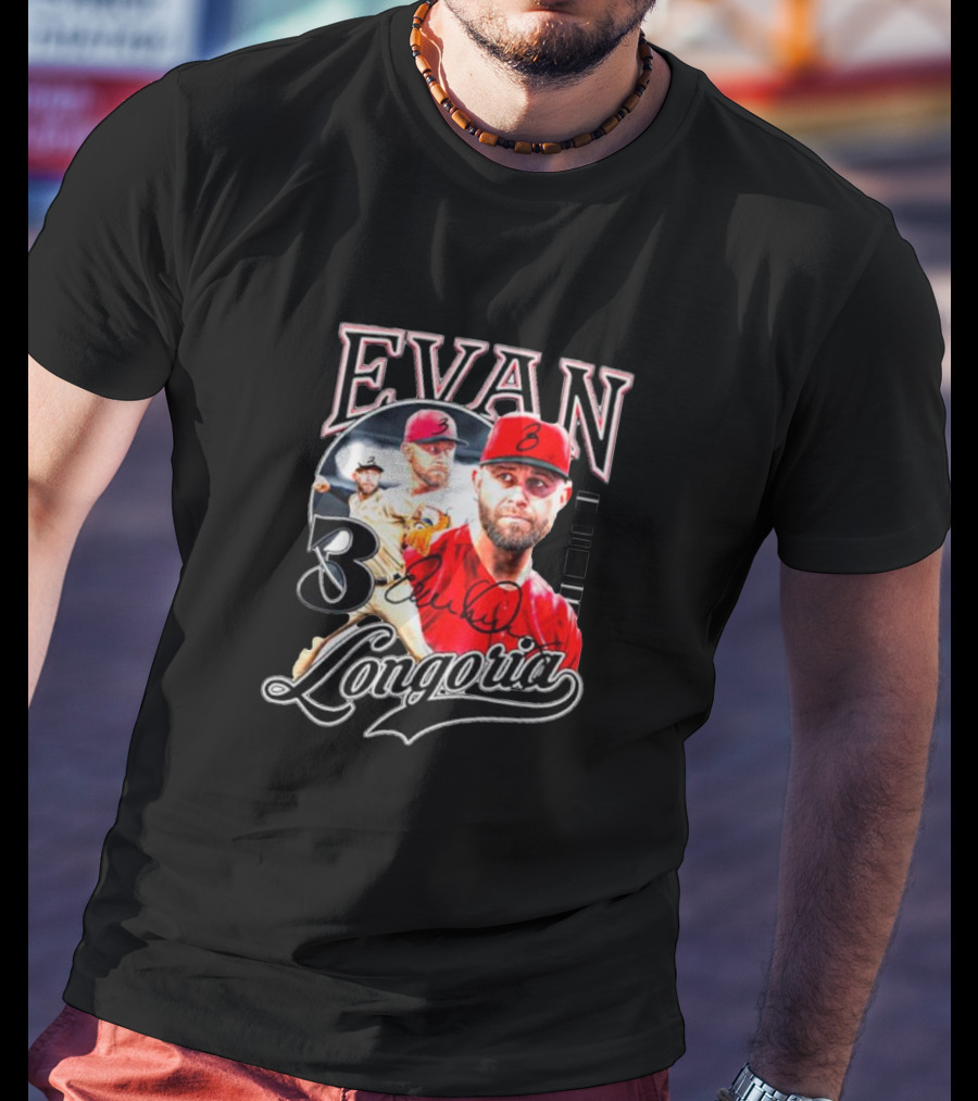 Evan Longoria 3 Arizona Diamondbacks Signature Baseball T-Shirt