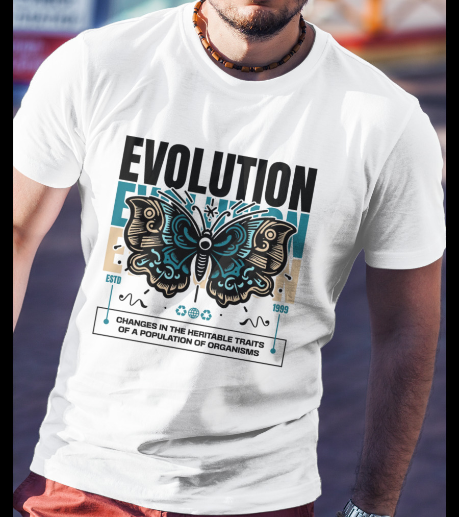 Evolution Butterfly Changes In Heritable Traits ESTD 1999 T-Shirt
