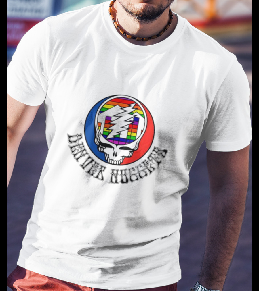 Denver Nuggets Grateful Dead Skull Rainbow Bolt T-Shirt