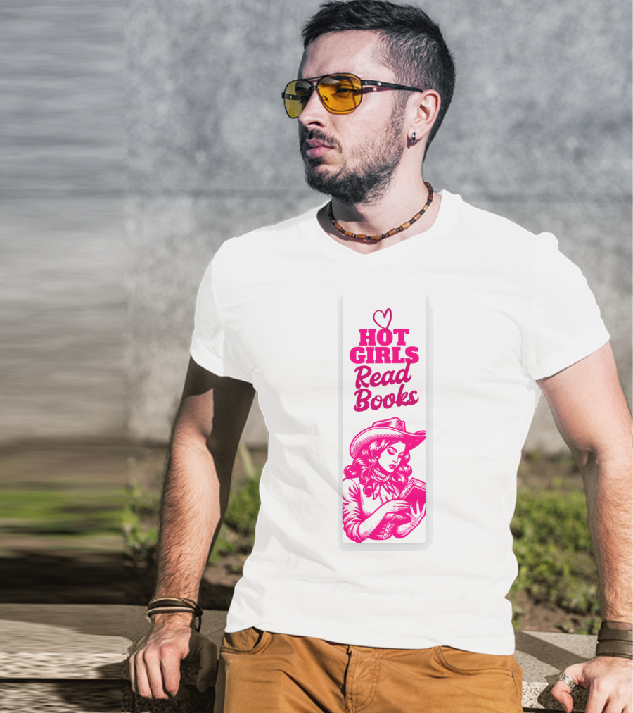 Hot Girls Read Books Cool Vintage Bookmark T-Shirt
