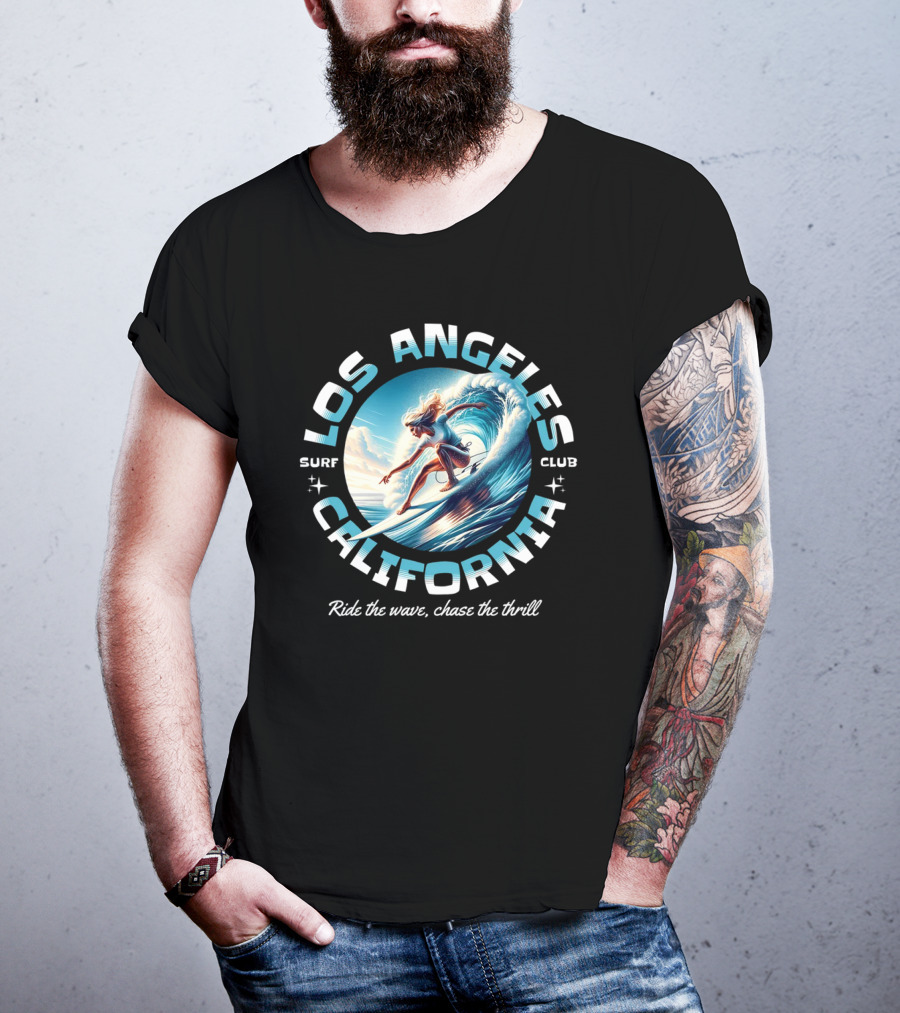 Los Angeles California Surf Club Ride The Wave Chase The Thrill T-Shirt