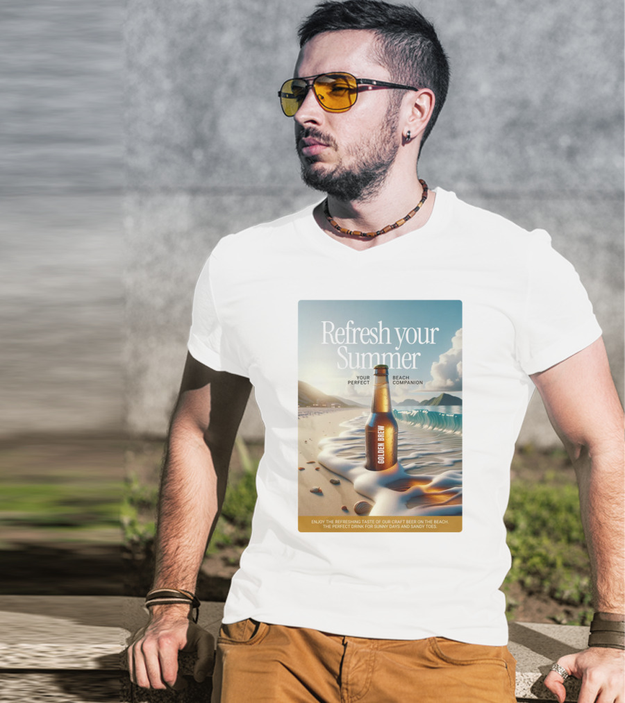 Refresh Your Summer Golden Brew Beach Companion T-Shirt