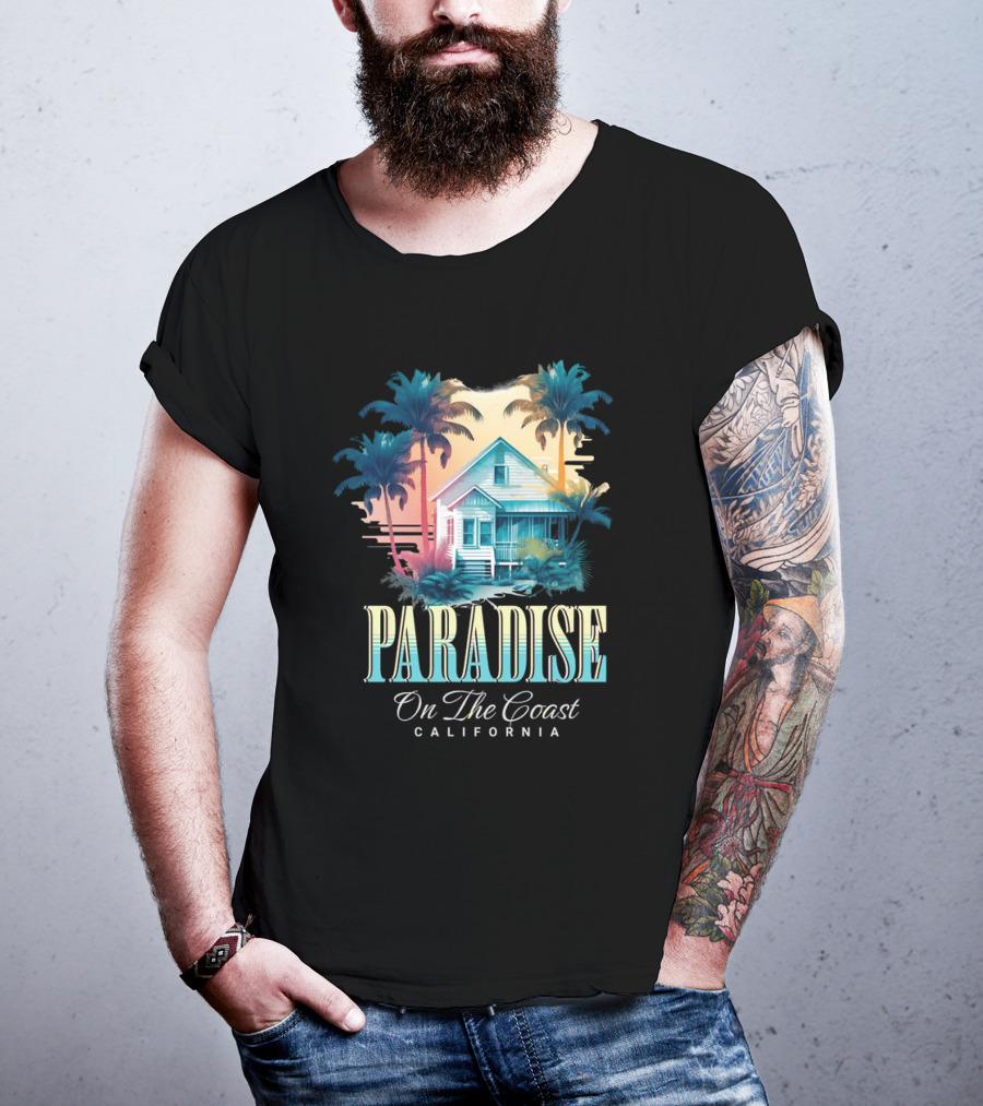 Paradise California Palm Trees Oceanfront Escape T-Shirt