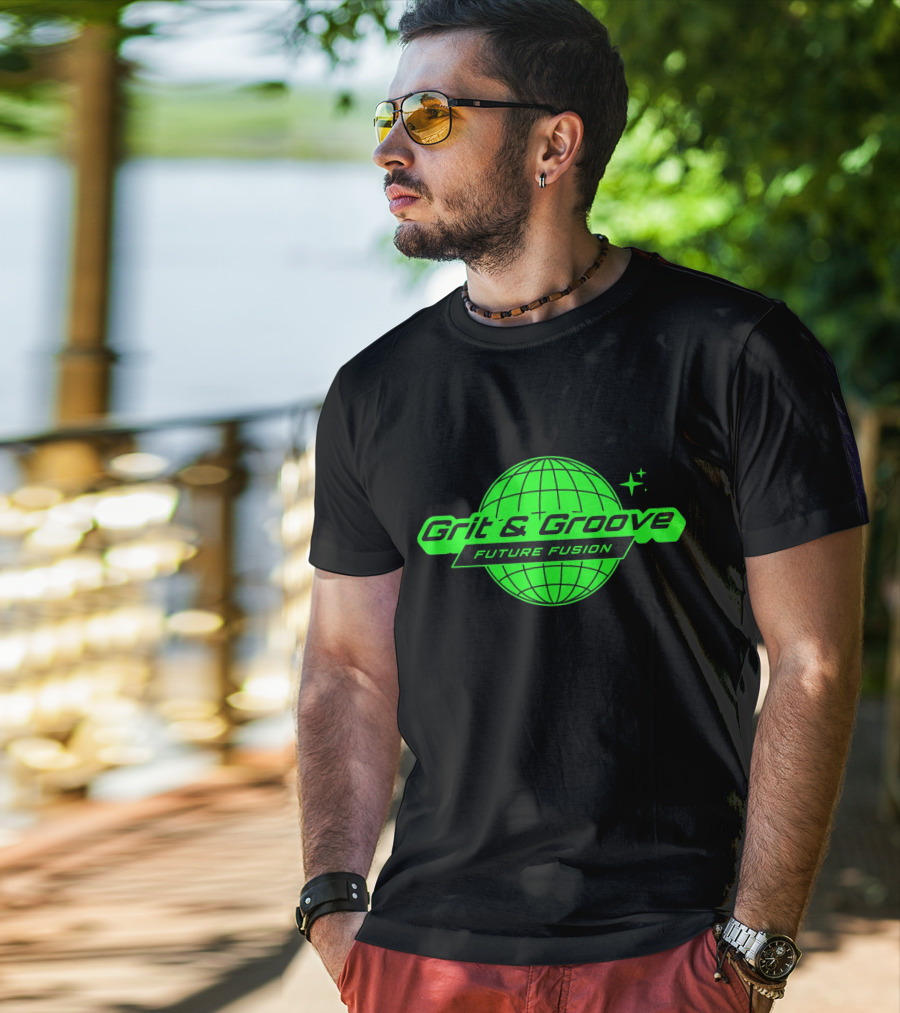 Grit And Groove Future Fusion Global Neon Green Sphere T-Shirt