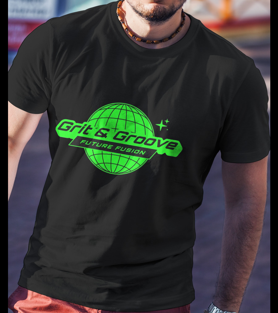 Grit And Groove Future Fusion Global Neon Green Sphere T-Shirt