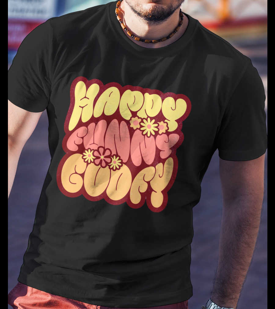 Happy Funny Goofy Retro Flower Power T-Shirt